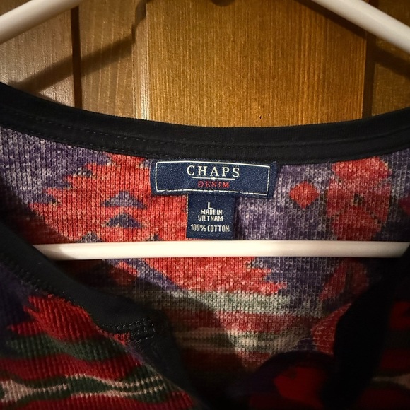 Vintage Chaps Denim Ralph Lauren Polo western southwestern print top Large EUC - Picture 3 of 4